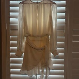 Abercrombie & Fitch Cream Long Sleeve Dress